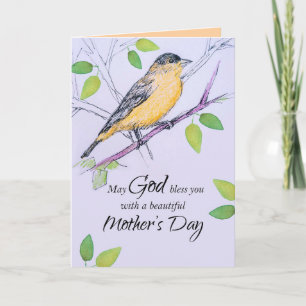 Gelukkige Moederdag God zegene u goudvinkenvogel Kaart
