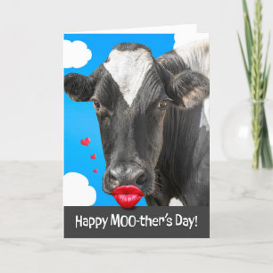 Gelukkige Moederdag Grappige Koe Met Menselijke Li Feestdagen Kaart