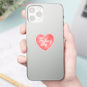 Gelukkige moederdag in roze hart, moeder liefde sticker (Telefoon)