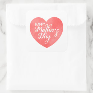 Gelukkige moederdag in roze hart, moeder liefde vierkante sticker