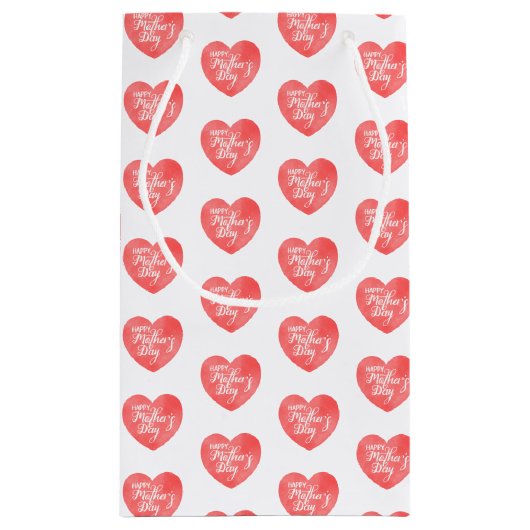 Gelukkige moederdag in roze hart, waterverf hart klein cadeauzakje (Achterkant)