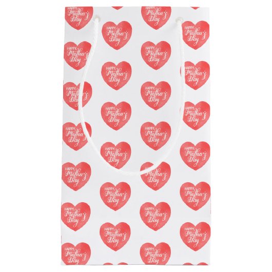 Gelukkige moederdag in roze hart, waterverf hart klein cadeauzakje (Voorkant)