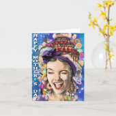 Gelukkige Moederdag Kaart met Speelse Vrouw - Grap (Gele Bloem)