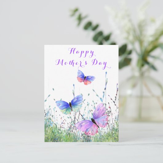 Gelukkige Moederdag Kaart Vlinders Vliegen Lente (Staand voorkant)