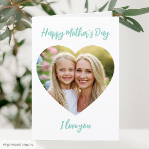 Gelukkige Moederdag Mama Foto Mooie Hart Mintgroen Kaart