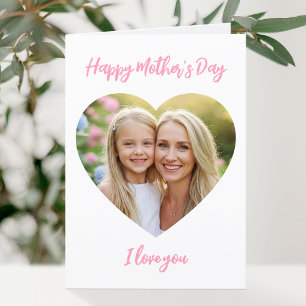 Gelukkige Moederdag Mama Foto Mooie Hart Roze Kaart