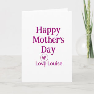 Gelukkige Moederdag mauve liefdesnaam vrouwelijk t Kaart
