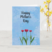 Gelukkige Moederdag met Drie Rode Tulpen Kaart (Gele Bloem)