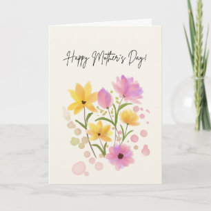 Gelukkige Moederdag met roze & Gele Bloemen Kaart