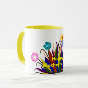 Gelukkige Moederdag Mooie Bloemen Veren Mok