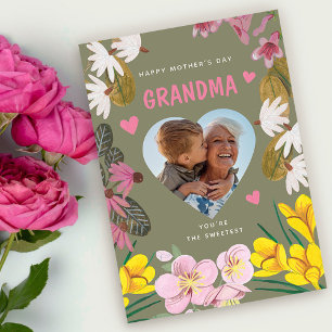 Gelukkige Moederdag Oma Zoete Bloemen Foto Kaart