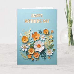 Gelukkige Moederdag Papier Gele Bloem Ontwerp Kaart