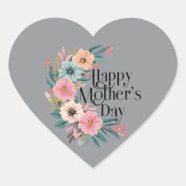 Gelukkige Moederdag Rechterkant Bloemen Perzik Roz Hart Sticker