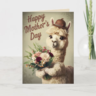 Gelukkige Moederdag Schattige Alpaca Dier Kaart