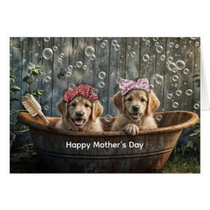 Gelukkige Moederdag Schattige Goud Retriever Puppy