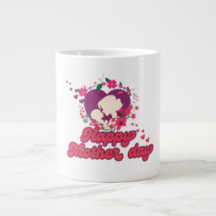 Gelukkige moederdag trendy design extra grote beker