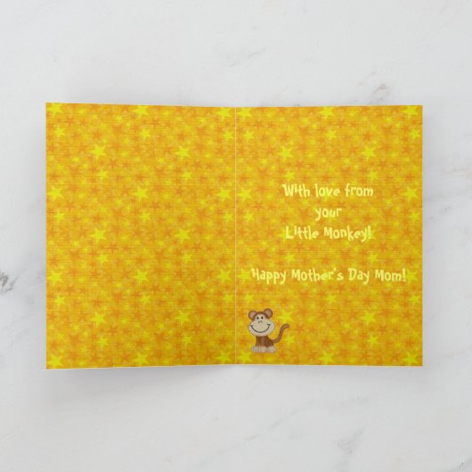 Gelukkige Moederdag van uw Kleine Aap Kaart (Binnen)