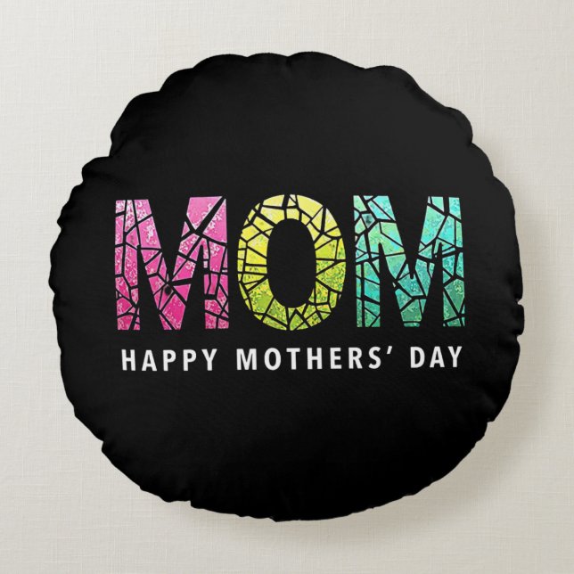 Gelukkige Moederdag Viering Cadeau Rond Kussen (Voorkant)