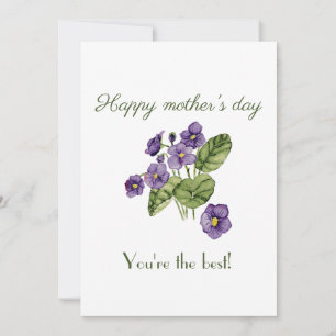 Gelukkige Moederdag Violets Flat Holiday Card Feestdagenkaart