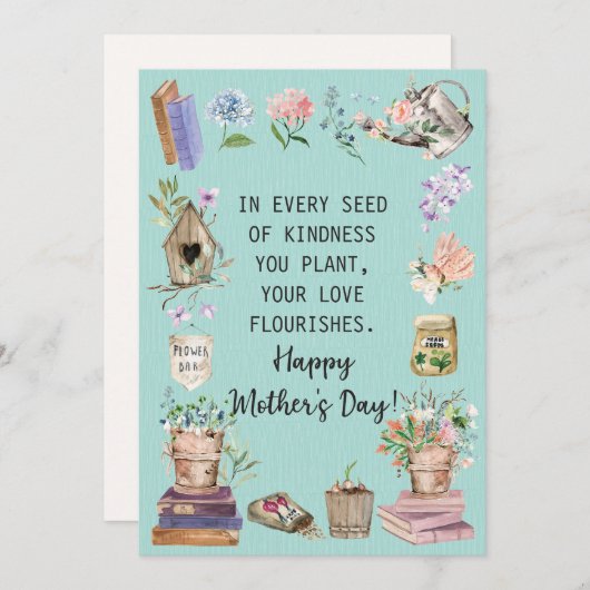 Gelukkige Moederdag Waterverf bloementuinen Feestdagenkaart (Voorkant / Achterkant)