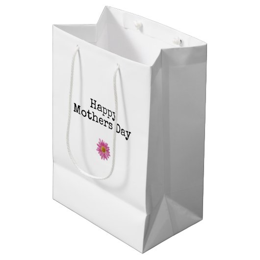 Gelukkige Moeders Dag Roze Daisy Modern Mam Medium Cadeauzakje (Voorkant Gekanteld)