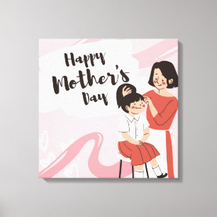 gelukkige moedersdag bloemige wenskaart canvas afdruk