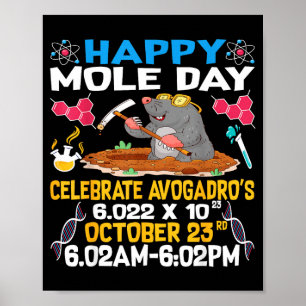 Gelukkige Molendag Op 23 Oktober Chemie Liefhebben Poster