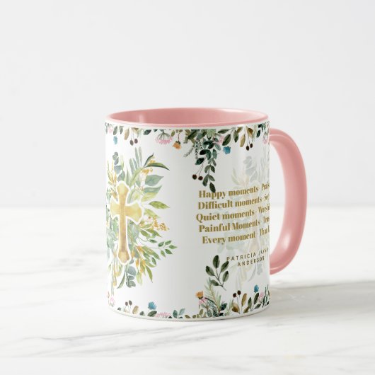 Gelukkige momenten Prijs God Christelijke Spreuken Mok (Voorkant rechts)