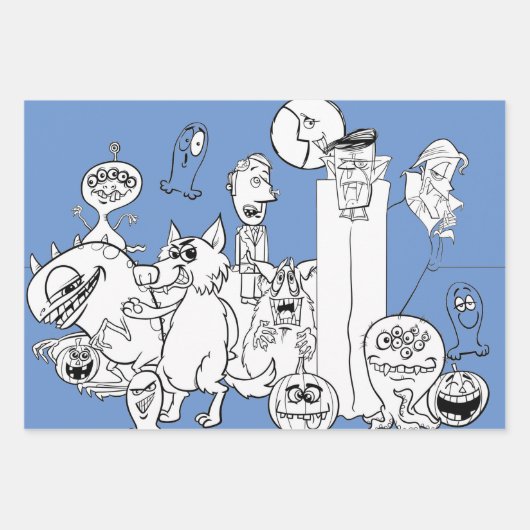 GELUKKIGE MONSTERS Verpakkingsdocument Vlakke Blad Inpakpapier Vel (Voorkant 3)