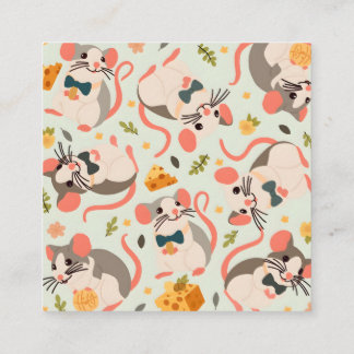 Gelukkige muis met een goede kaas vierkante visitekaartje