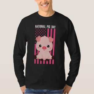 Gelukkige Nationale Varkensdag Amerikaanse Vlag T-shirt