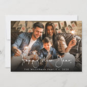 Gelukkige Nieuwjaar Kalligrafie script Fotokaart Feestdagenkaart (Voorkant)