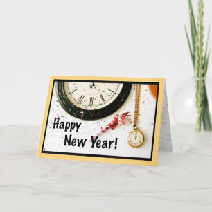 Gelukkige Nieuwjaar klokken Feestdagen Kaart