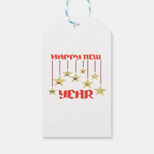 Gelukkige nieuwjaarssterren cadeaulabel