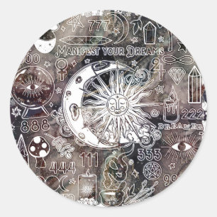 Gelukkige Numerologie Manifesterend Magische Galax Ronde Sticker