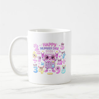 Gelukkige Nummerdag 2026 Schattig Rekenmachineontw Koffiemok