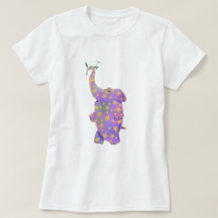 Gelukkige Olifant met Flower Funny T-Shirt