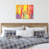 Gelukkige Olifant Parade Canvas Afdruk (Insitu (Slaapkamer))