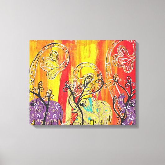 Gelukkige Olifant Parade Canvas Afdruk (Voorkant)