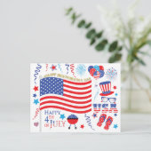 Gelukkige Onafhankelijkheidsdag 4 juli Rood Wit Bl Briefkaart (Staand voorkant)