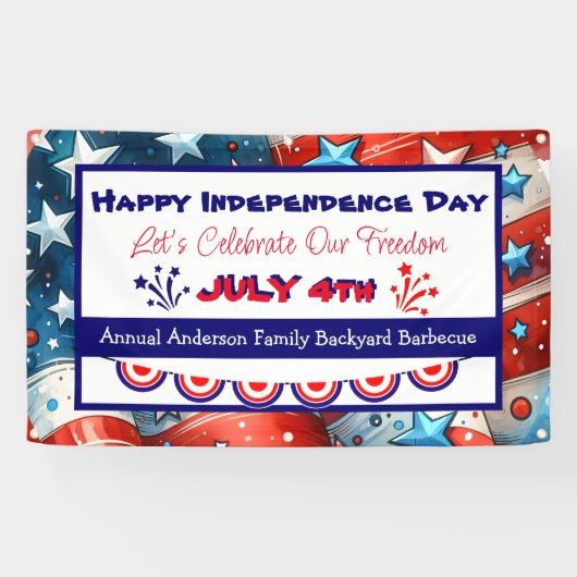 Gelukkige Onafhankelijkheidsdag | 4 juli Spandoek (Horizontaal)
