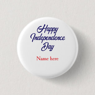 gelukkige onafhankelijkheidsdag rood blauw naam am ronde button 3,2 cm