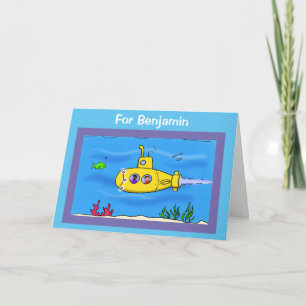Gelukkige onderzeeboot cartoon kaart