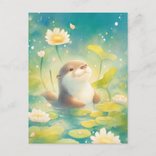 Gelukkige Otter in Zomerlelievijver Briefkaart