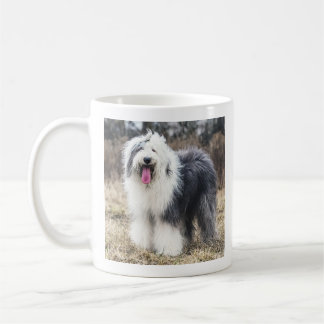 Gelukkige Oude Engelse Herdershond Fluffy Portret Koffiemok