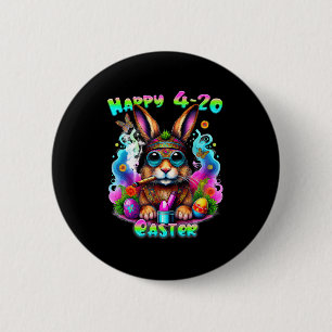 Gelukkige Paasdag Bunny Roken Wiet Grappig Ronde Button 5,7 Cm
