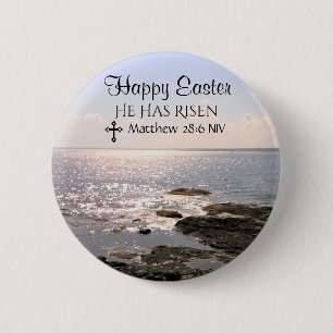 Gelukkige Paasdag Christus is verrezen Oceaan Foto Ronde Button 5,7 Cm