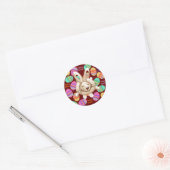 Gelukkige Paashaas en eieren Ronde Sticker (Envelop)