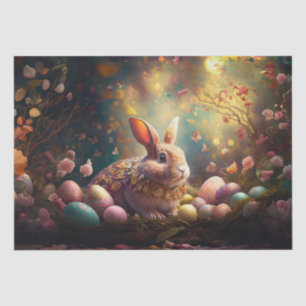 Gelukkige paashaas met paaseieren tissuepapier