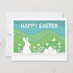Gelukkige paashaas, schattige papercut cartoon feestdagenkaart